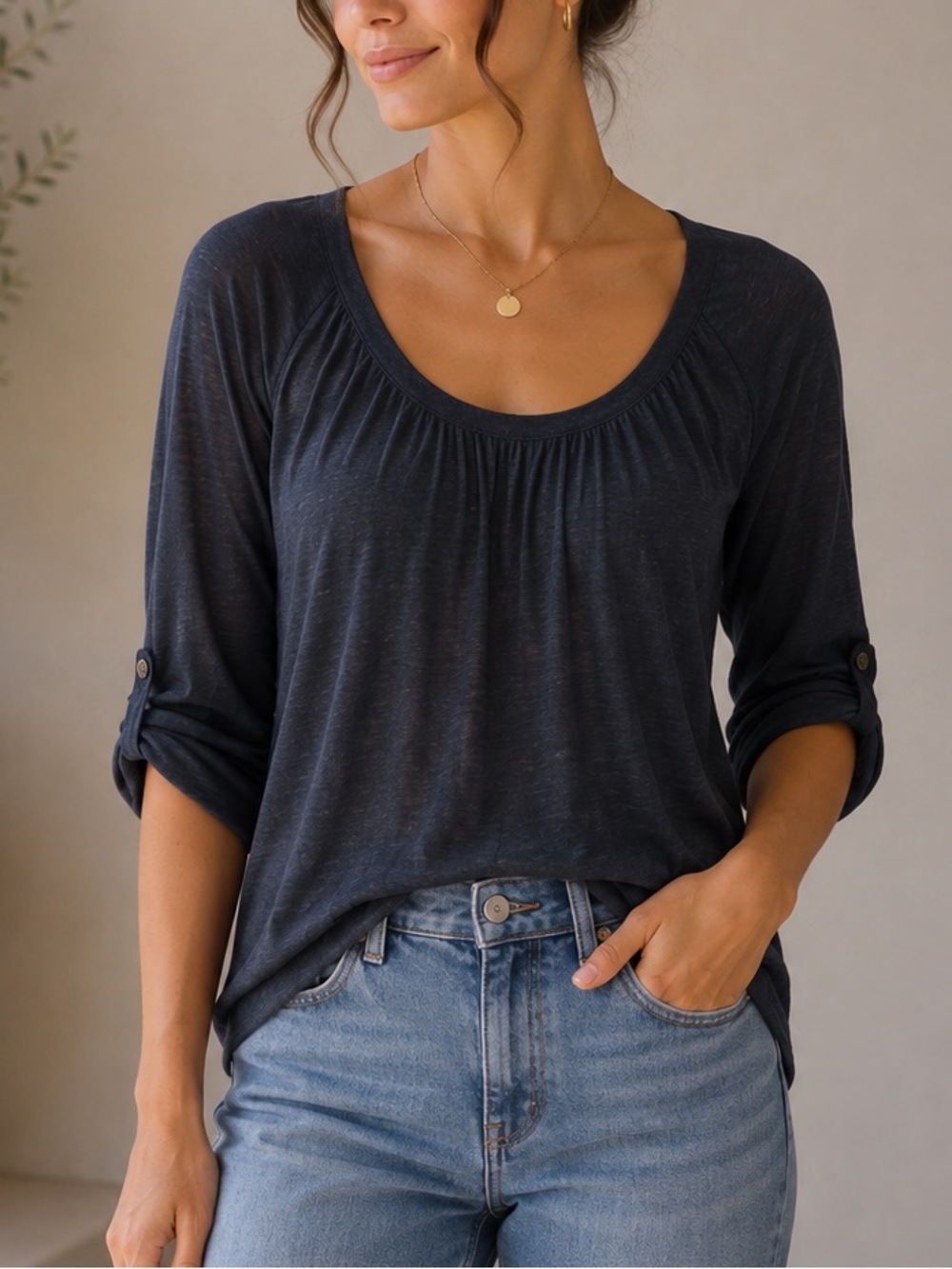Joie 100% Linen Knit Top Sweater Black Lightweight Long Sleeve